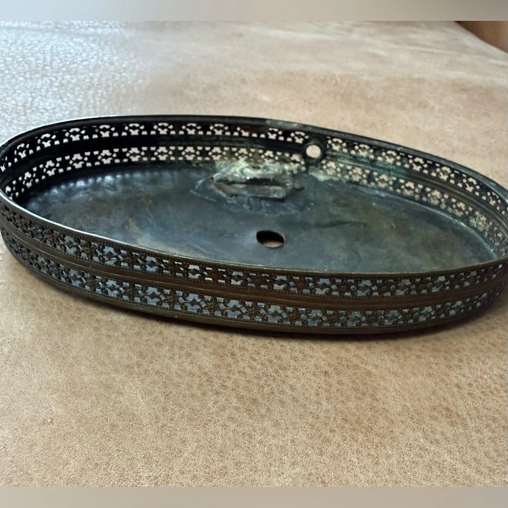 Vintage Metal Oval Tray